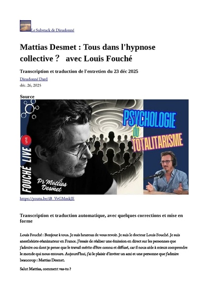 Fichier:Mattias Desmet - Tous dans l'hypnose collective ？ avec Louis Fouché - Substack.pdf